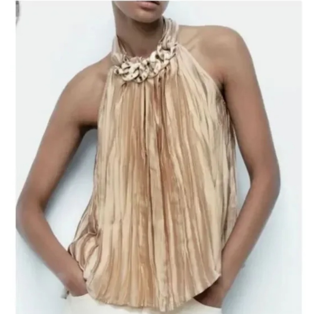 Zara woman’s halter with chain neck line top blouse